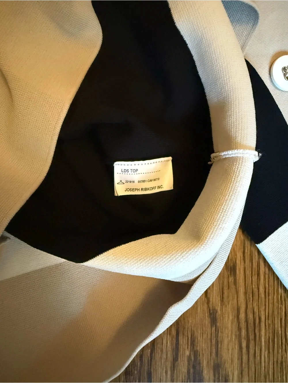 Joseph Ribkoff Black Top with White Contrast Collar